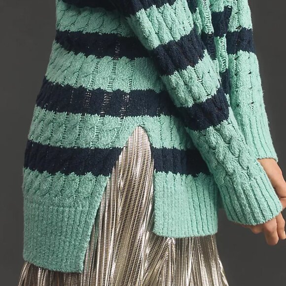 Anthropologie Pilcro Blue Longline Stitch Sweater/NWT/M - Picture 4 of 14